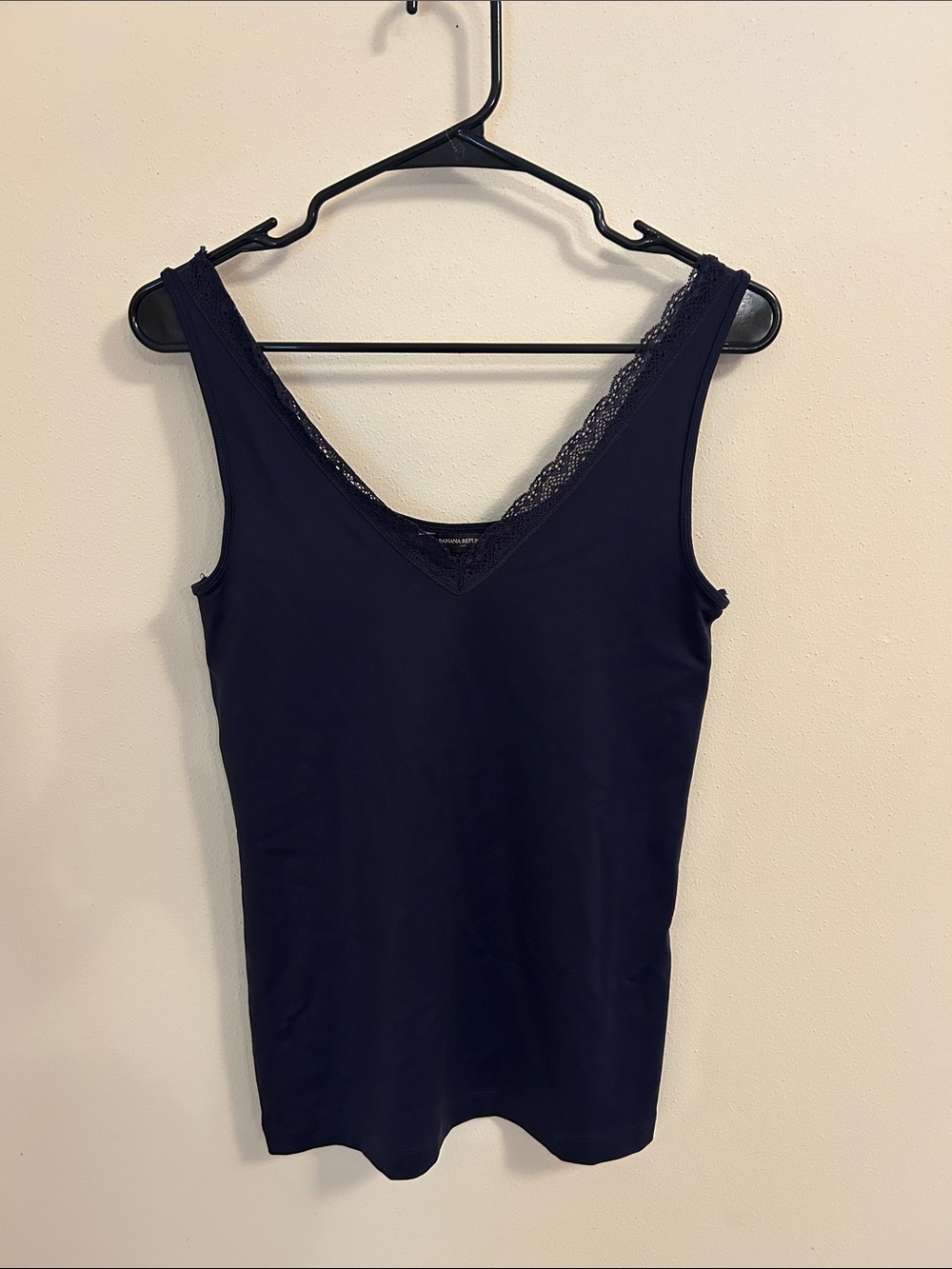 Banana Republic Navy V-Neck Lace Trim Tank Top